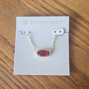 Kendra Scott Gold Necklace with Ruby Red Pendant